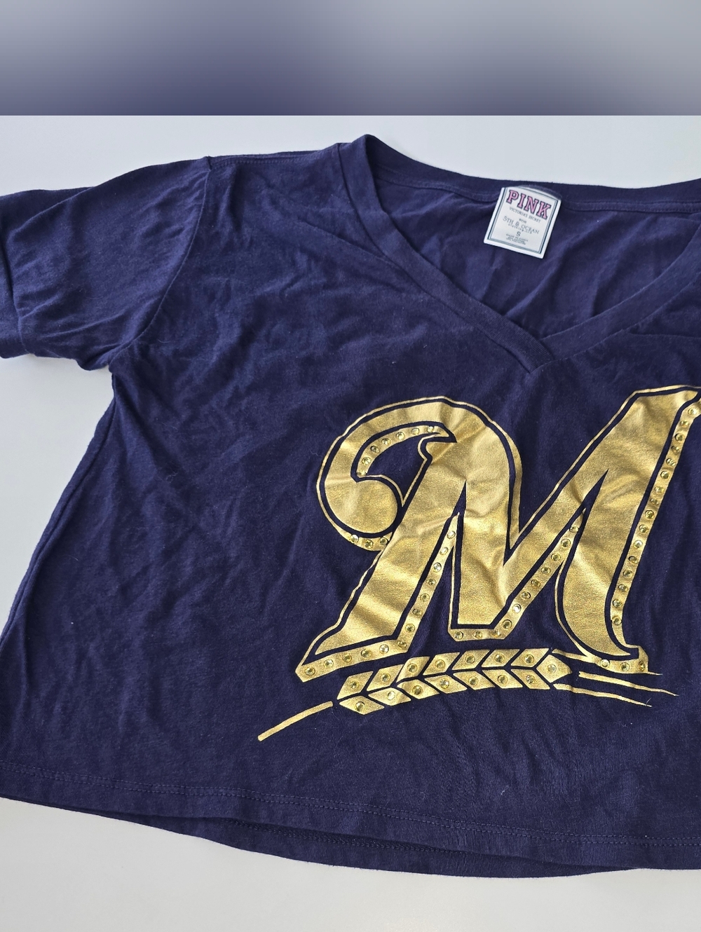 Victoria’s Secret PINK Milwaukee Brewers Crop Top Juniors Small - Gold